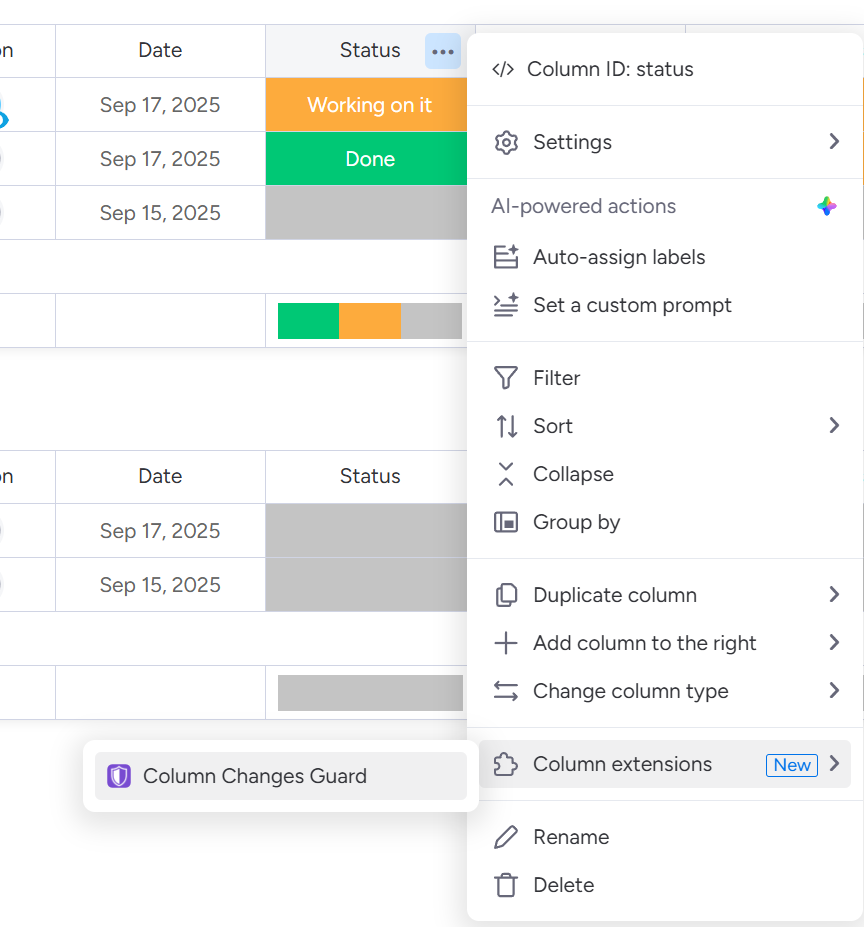 using app on existing column
